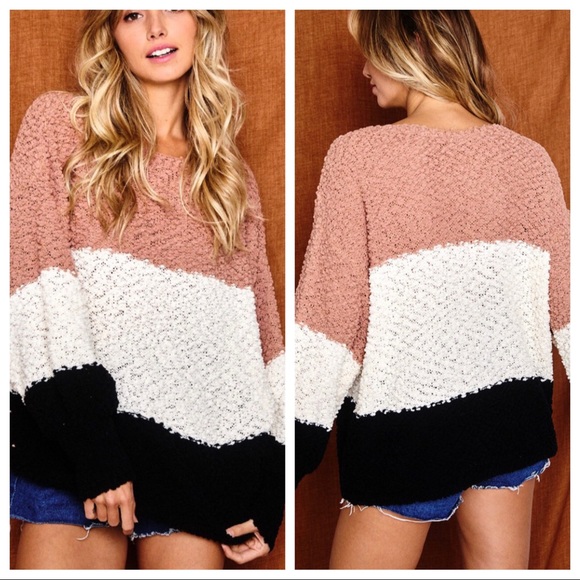 #16 Color block Fall Fabulous Popcorn Sweater - Picture 3 of 4